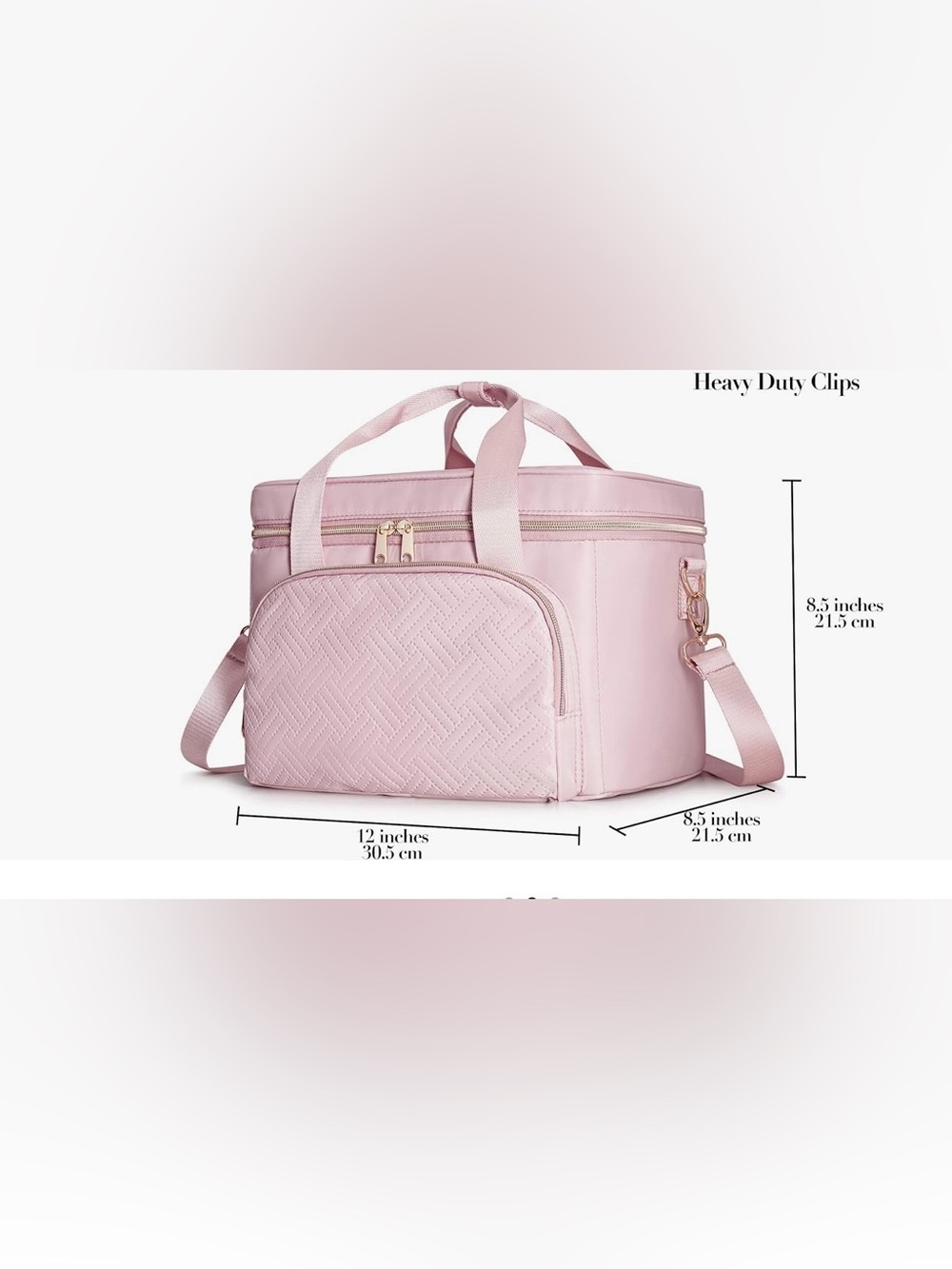 Large Makeup Bag, Cosmetic Case, Travel Makeup Organizer, Shoulder Strap, Pink